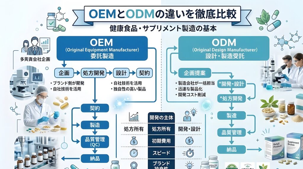 OEMとODMの違いを徹底比較｜どちらを選ぶべきか判断基準【2025年版】完全ガイド