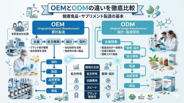 OEMとODMの違いを徹底比較｜どちらを選ぶべきか判断基準【2025年版】完全ガイド | 天丸製薬