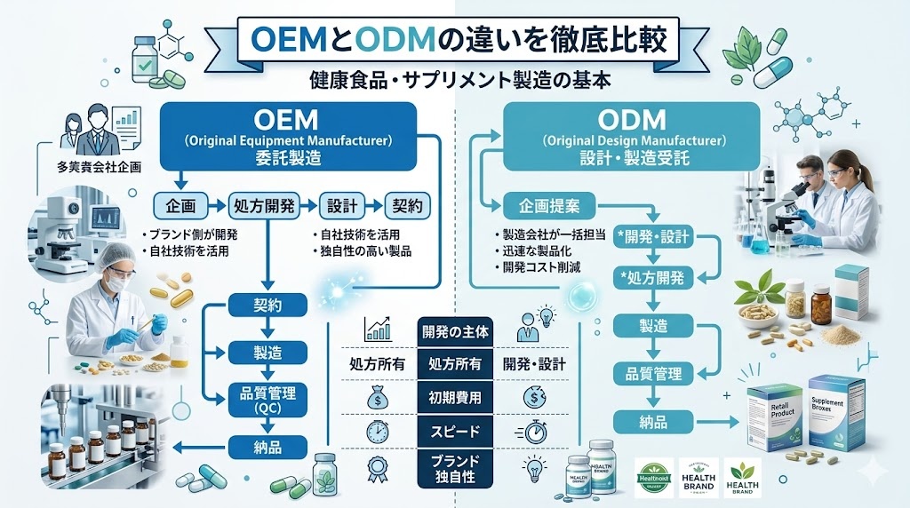 OEMとODMの違いを徹底比較｜どちらを選ぶべきか判断基準【2025年版】完全ガイド