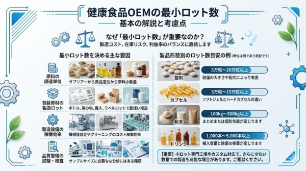 健康食品OEMの最小ロット数はどのくらい？規模別の目安と注意点 | 天丸製薬