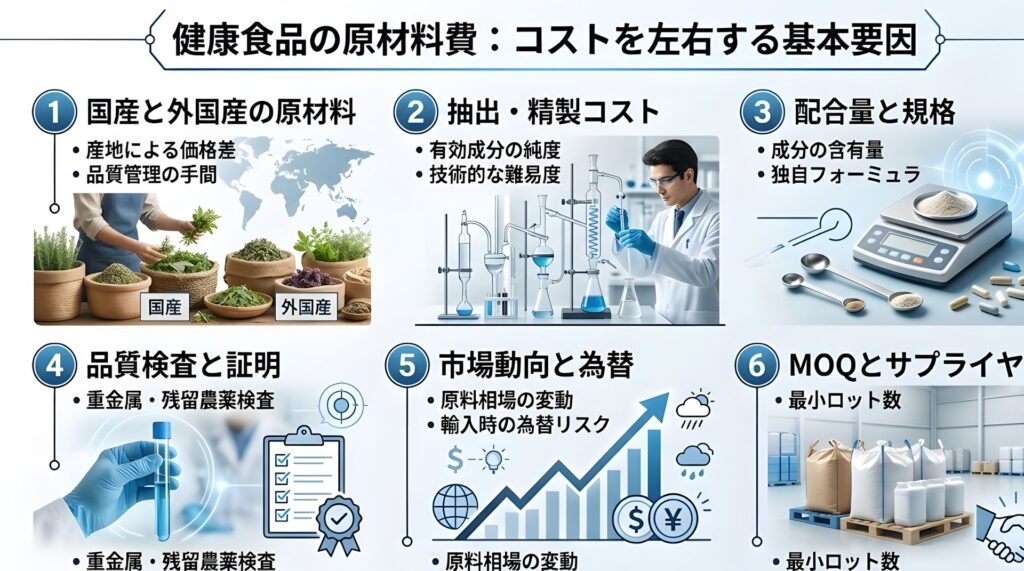 健康食品の原材料費はどう決まる？コスト構造を詳しく解説【2025年版】完全ガイド