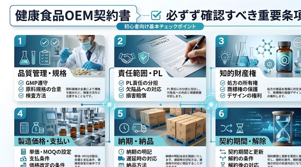 健康食品OEM契約書で必ず確認すべき5つの条項｜トラブルを防ぐチェックポイント
