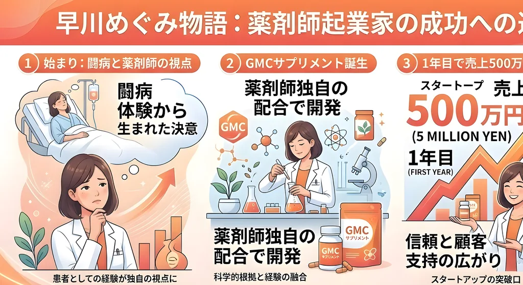 【薬剤師起業成功例】闘病経験から生まれたサプリブランドGMC、初年度売上500万円達成の軌跡 7 【薬剤師起業成功例】闘病経験から生まれたサプリブランドGMC、初年度売上500万円達成の軌跡