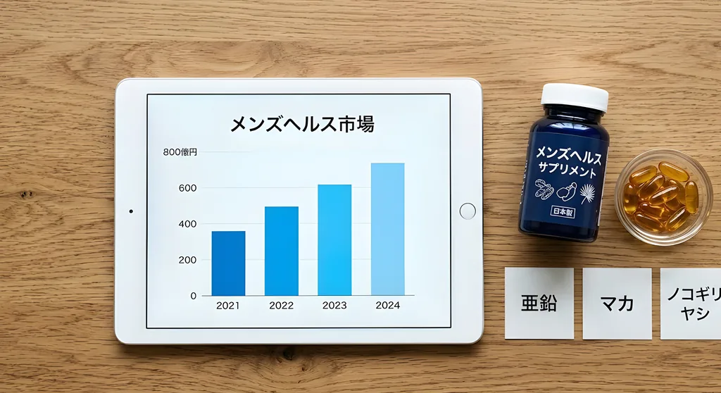 メンズヘルス・男性向け健康食品市場のトレンド|亜鉛・マカ・育毛ニーズと商品設計【2026年最新】市場トレンド徹底分析 2 メンズヘルス・男性向け健康食品市場のトレンド|亜鉛・マカ・育毛ニーズと商品設計【2026年最新】市場トレンド徹底分析