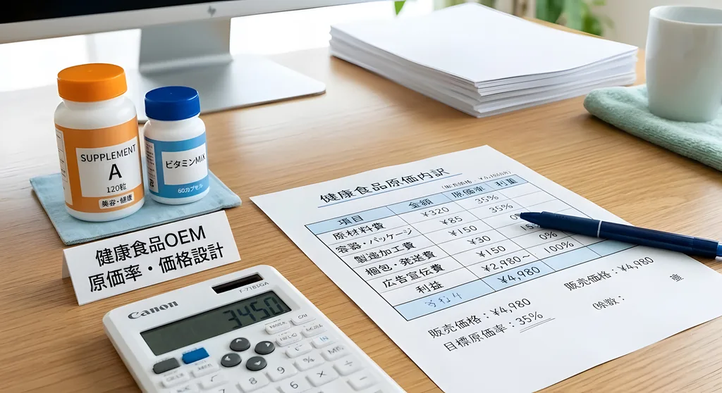 健康食品OEMの原価率と利益設計の基礎｜利益が出る価格の決め方【2026年版】完全ガイド