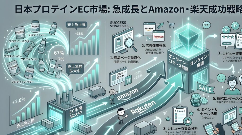 プロテインEC市場急成長！Amazon・楽天販売で成功する5つの戦略
